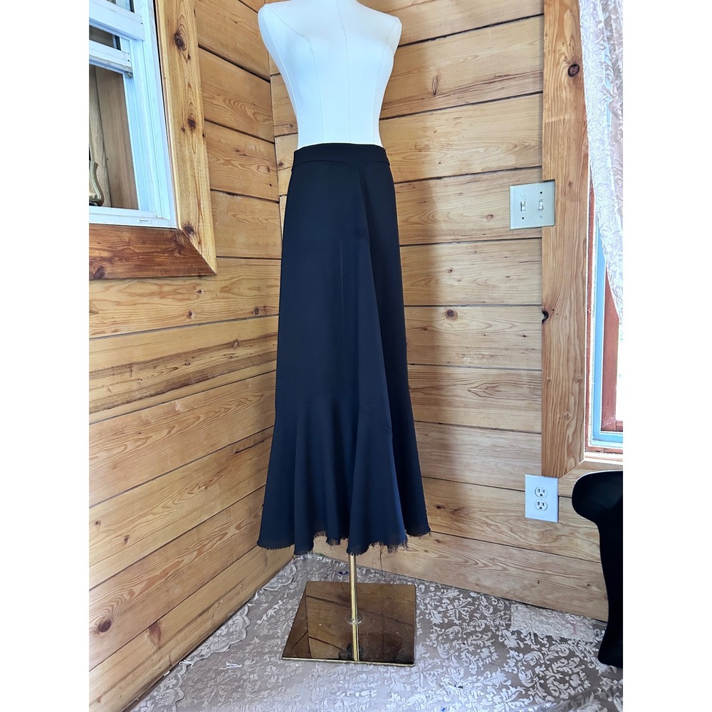 Vintage Maxi Skirt Women Large Black Trumpet Mermaid‎ Flared Raw Hem Handmade